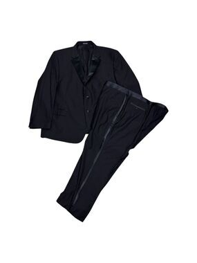 PRONTO UOMO Moores Luxury Designer Formal Business Black Tuxedo Suit Mens 54R